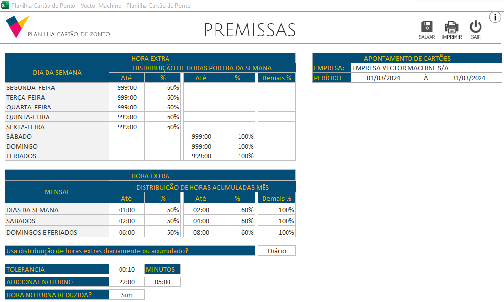 Cadastro de Premissas